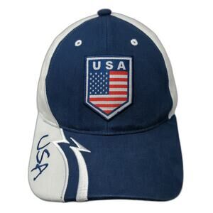 Rhinox Baseball Cap Blue White One Size USA Flag Shield Embroidered Cotton Hat